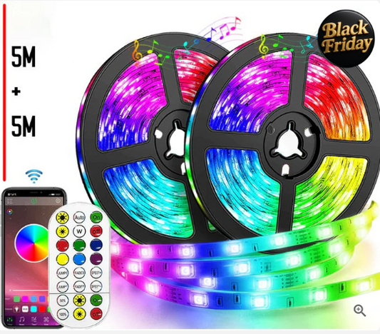 Benzi Led RGB DualX 1+1 GRATUIT,5m,12V, MULTICOLOR cu TELECOMANDĂ