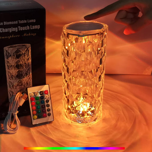 Lampa Crystal Diamond- Funcție antingere, Multicolor, RGB, cu telecomandă