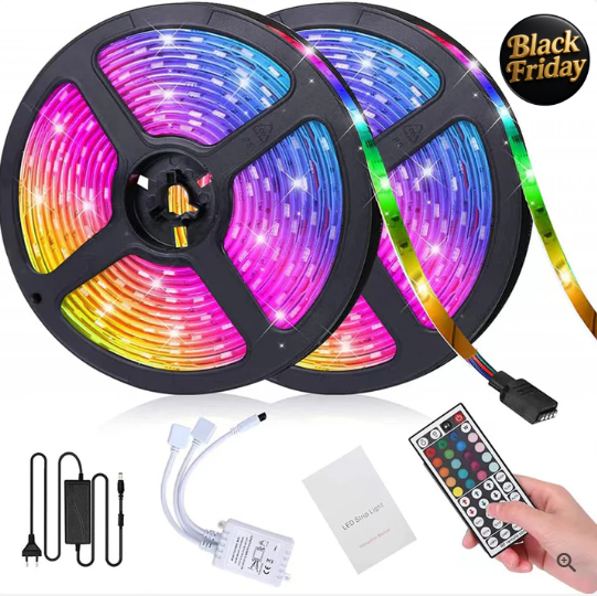 Benzi Led RGB DualX 1+1 GRATUIT,5m,12V, MULTICOLOR cu TELECOMANDĂ