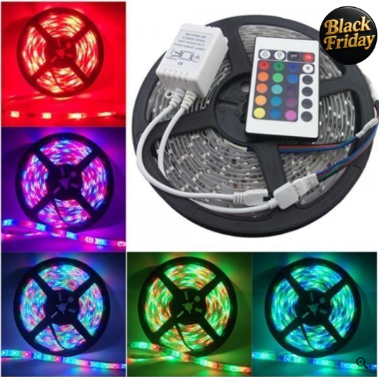 Benzi Led RGB DualX 1+1 GRATUIT,5m,12V, MULTICOLOR cu TELECOMANDĂ